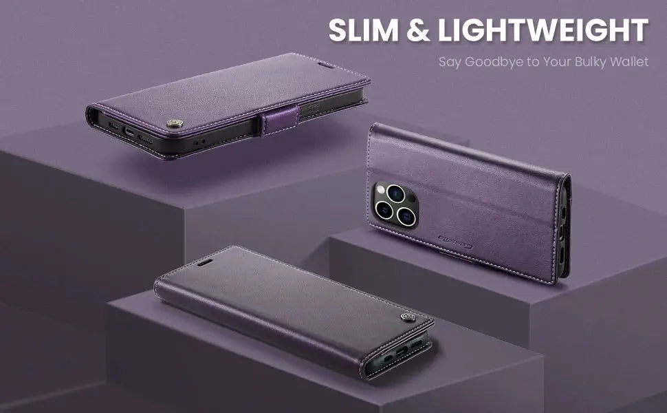 Stylish Leather iPhone Wallet Case with Card Holder – All Models Covered - The Little Market Shop