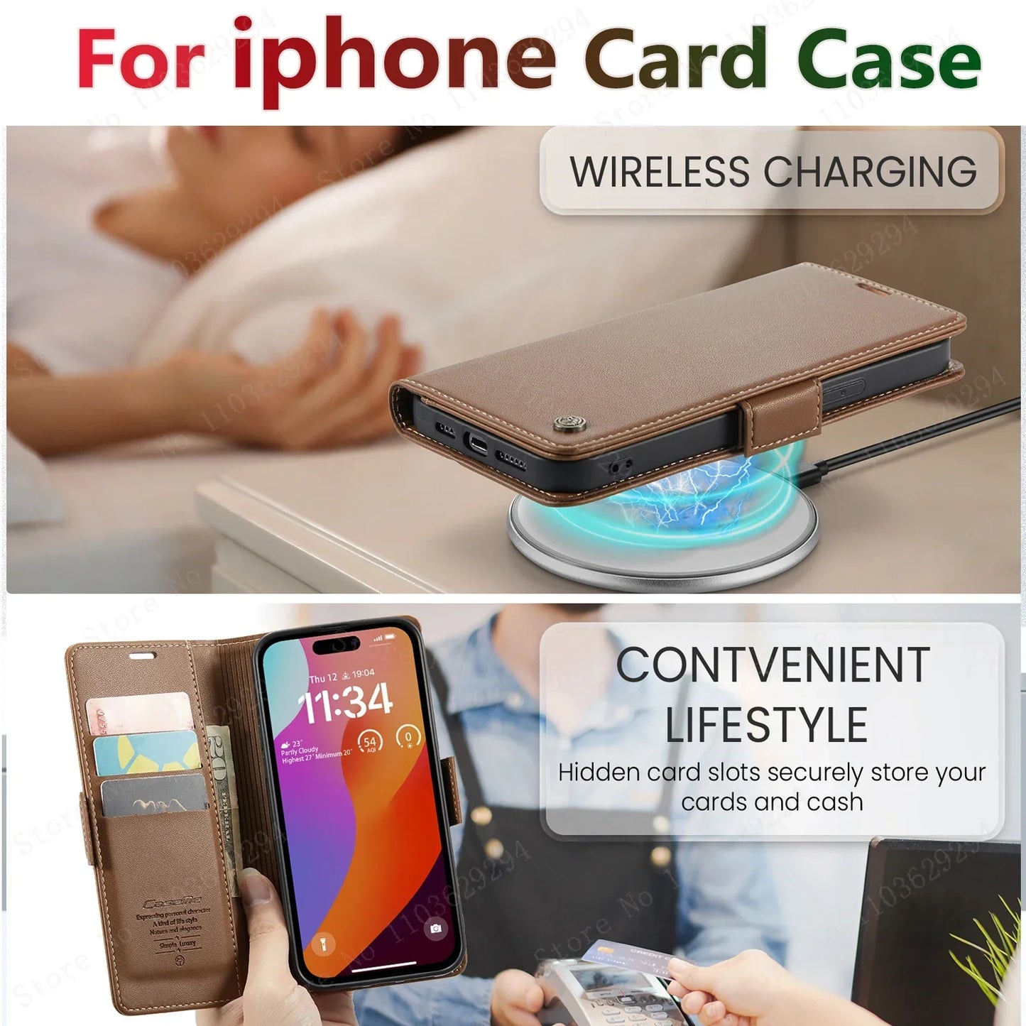 Stylish Leather iPhone Wallet Case with Card Holder – All Models Covered - The Little Market Shop