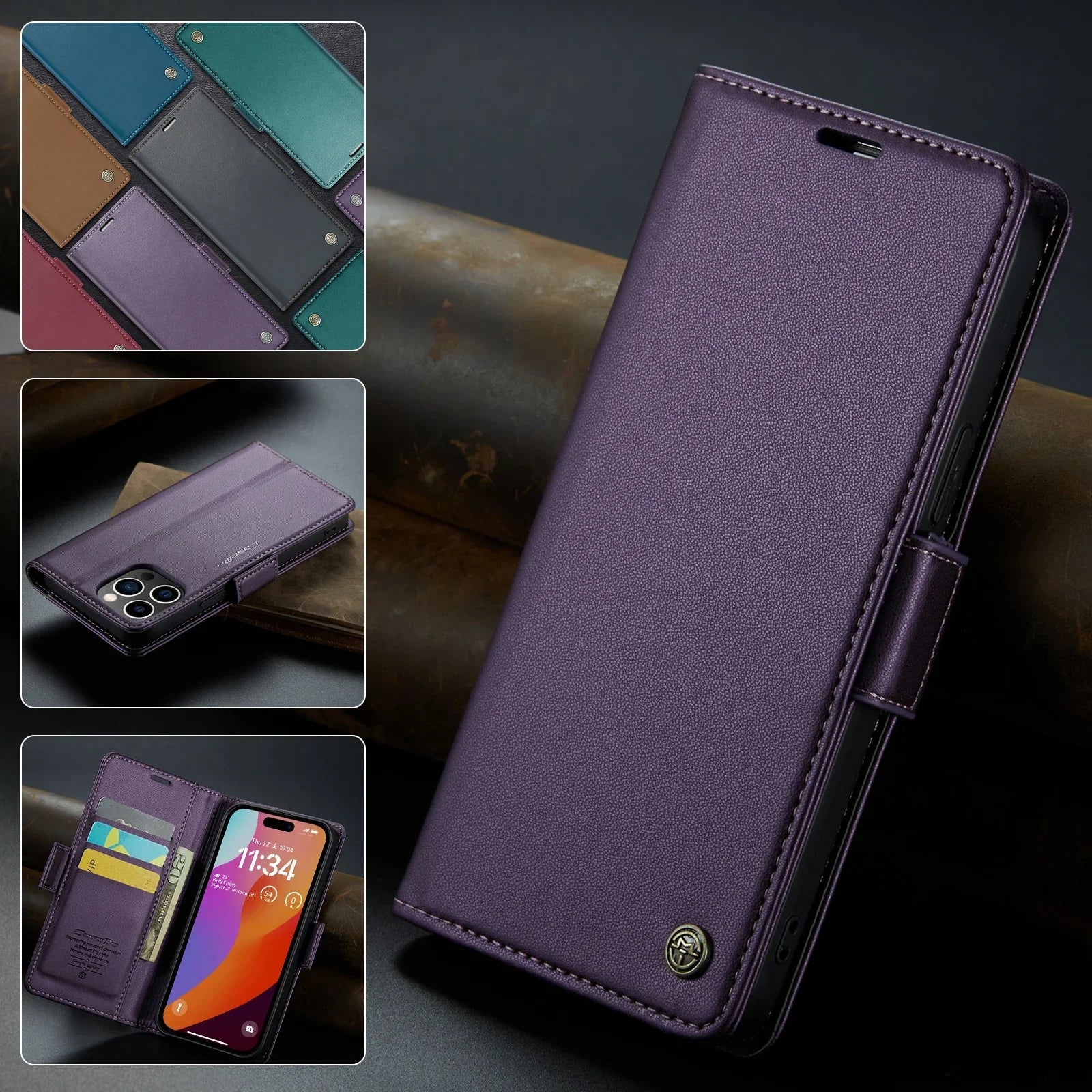 Stylish Leather iPhone Wallet Case with Card Holder – All Models Covered - The Little Market Shop