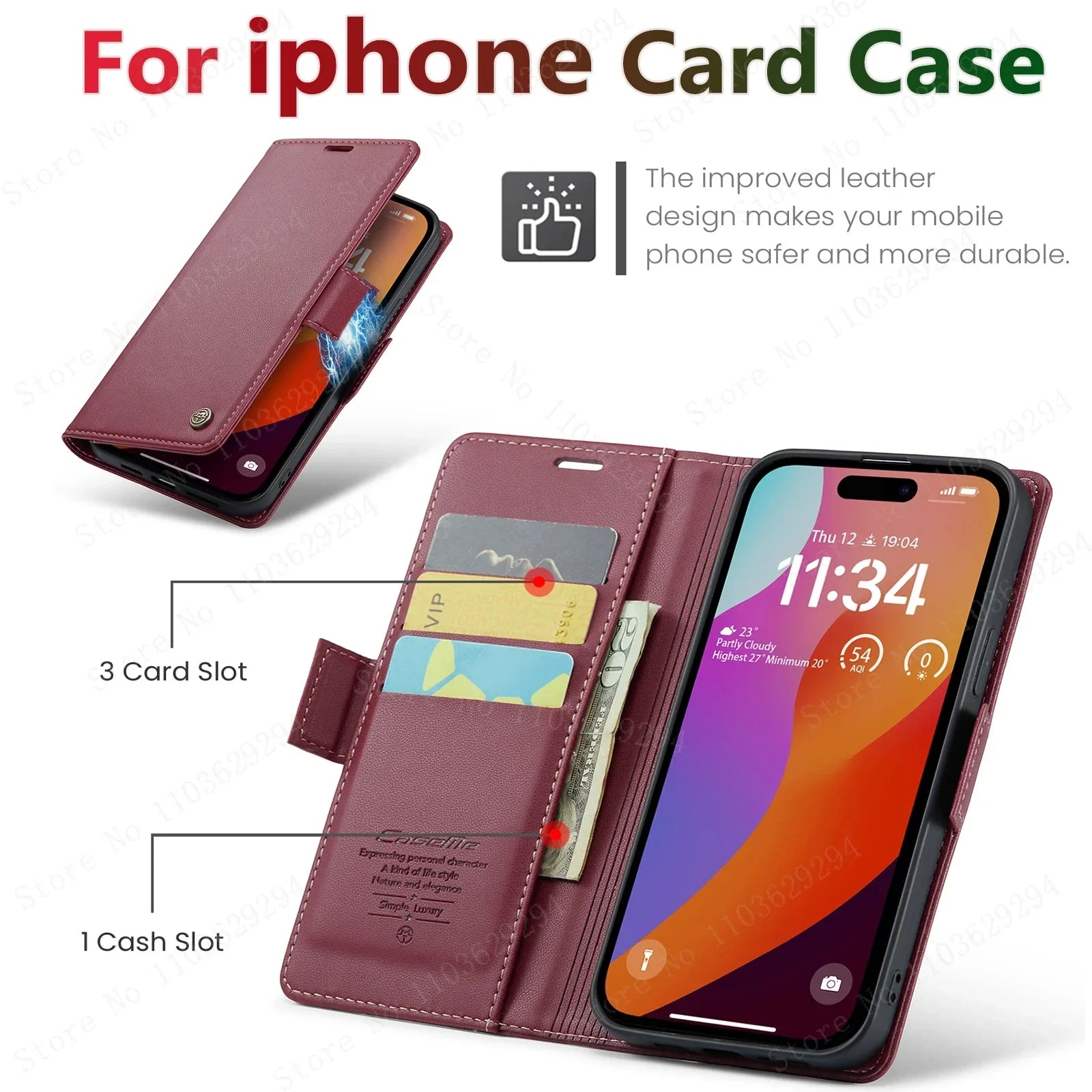 Stylish Leather iPhone Wallet Case with Card Holder – All Models Covered - The Little Market Shop