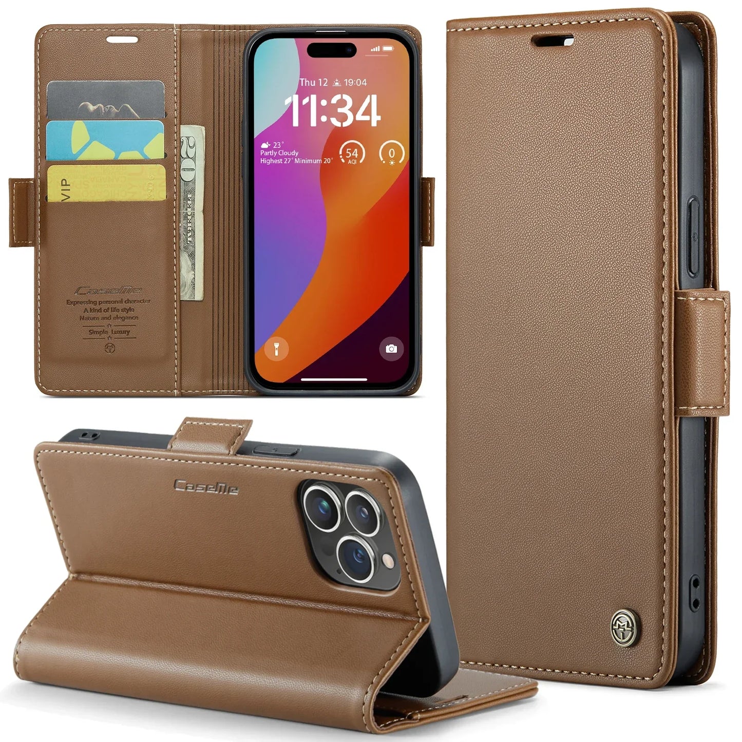 Stylish Leather iPhone Wallet Case with Card Holder – All Models Covered - The Little Market Shop
