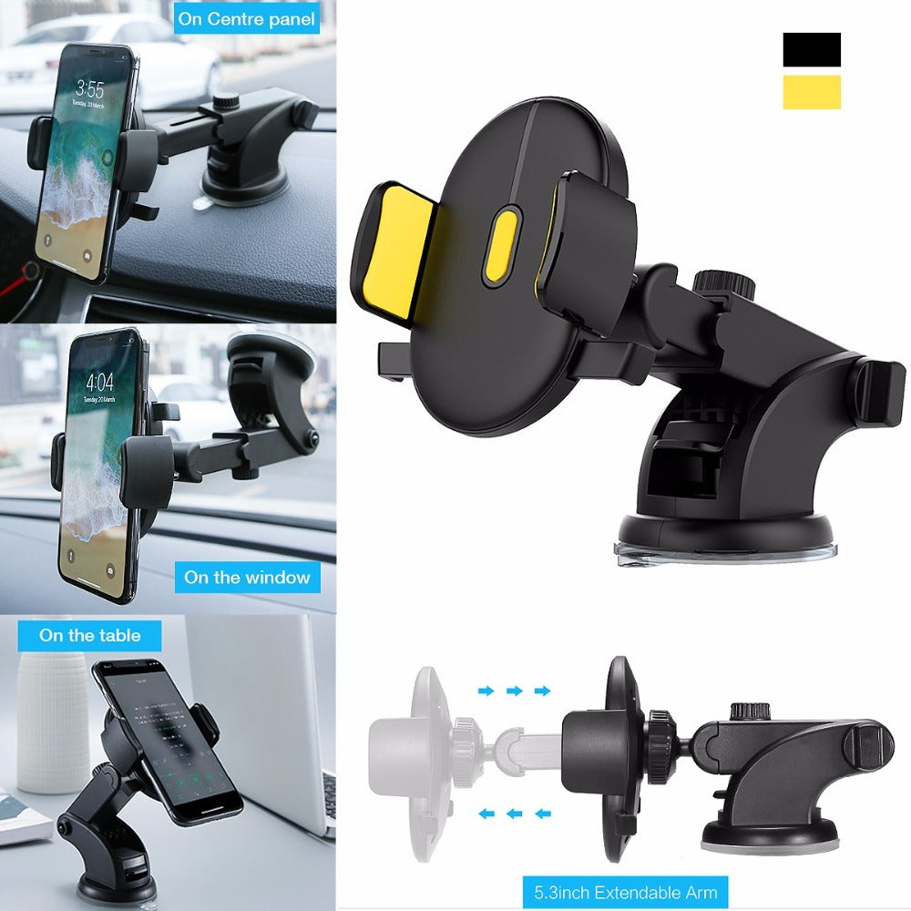 Telescopic Car Phone Holder – Strong Suction Dashboard Mount for Safe, Hands-Free Driving