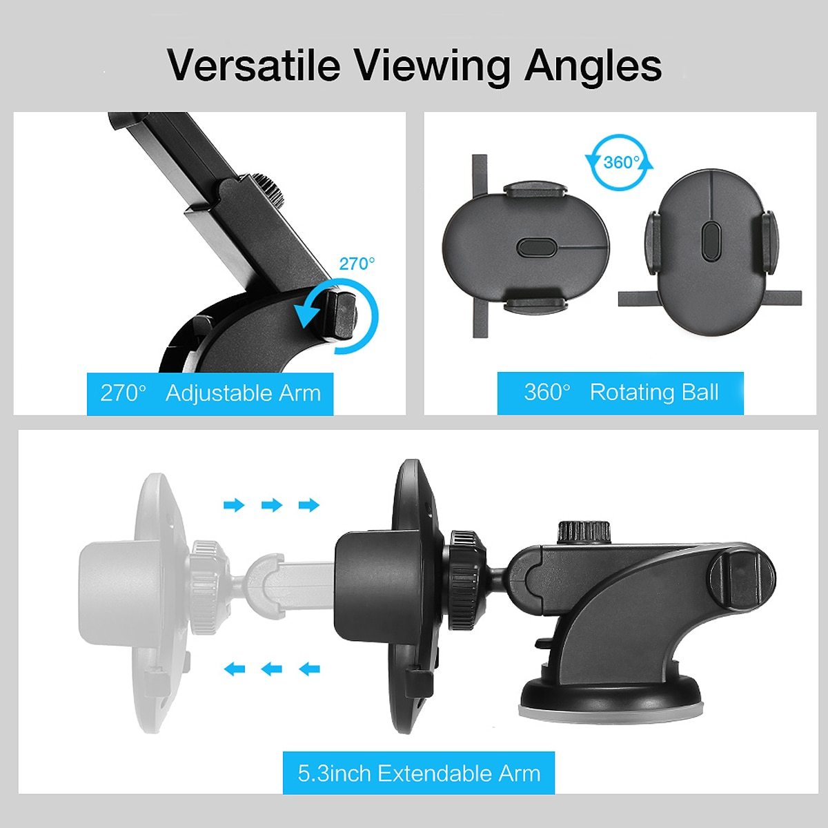 Telescopic Car Phone Holder – Strong Suction Dashboard Mount for Safe, Hands-Free Driving