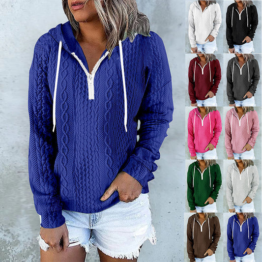 Twist Texture Hoodie – Casual Drawstring Sweatshirt for Women’s Daily Fashion - The Little Market Shop