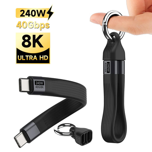 USB 4 Keychain Cable 240W Fast Charge 40Gbps for iPhone 16 & More - The Little Market Shop