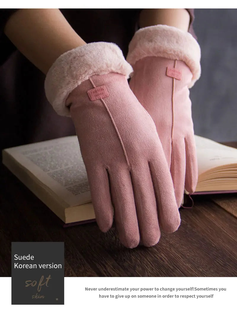 Warm Furry Winter Gloves for Women – Touchscreen Mittens, Full Finger Fit - The Little Market Shop