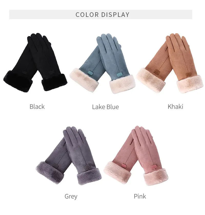Warm Furry Winter Gloves for Women – Touchscreen Mittens, Full Finger Fit - The Little Market Shop