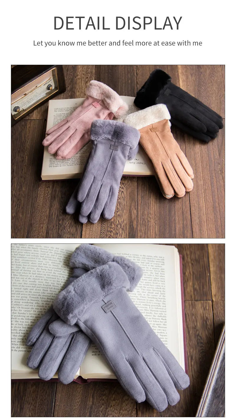 Warm Furry Winter Gloves for Women – Touchscreen Mittens, Full Finger Fit - The Little Market Shop