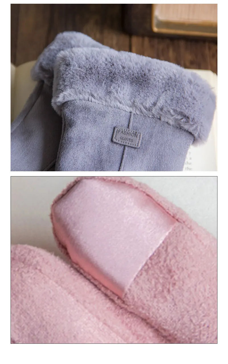 Warm Furry Winter Gloves for Women – Touchscreen Mittens, Full Finger Fit - The Little Market Shop
