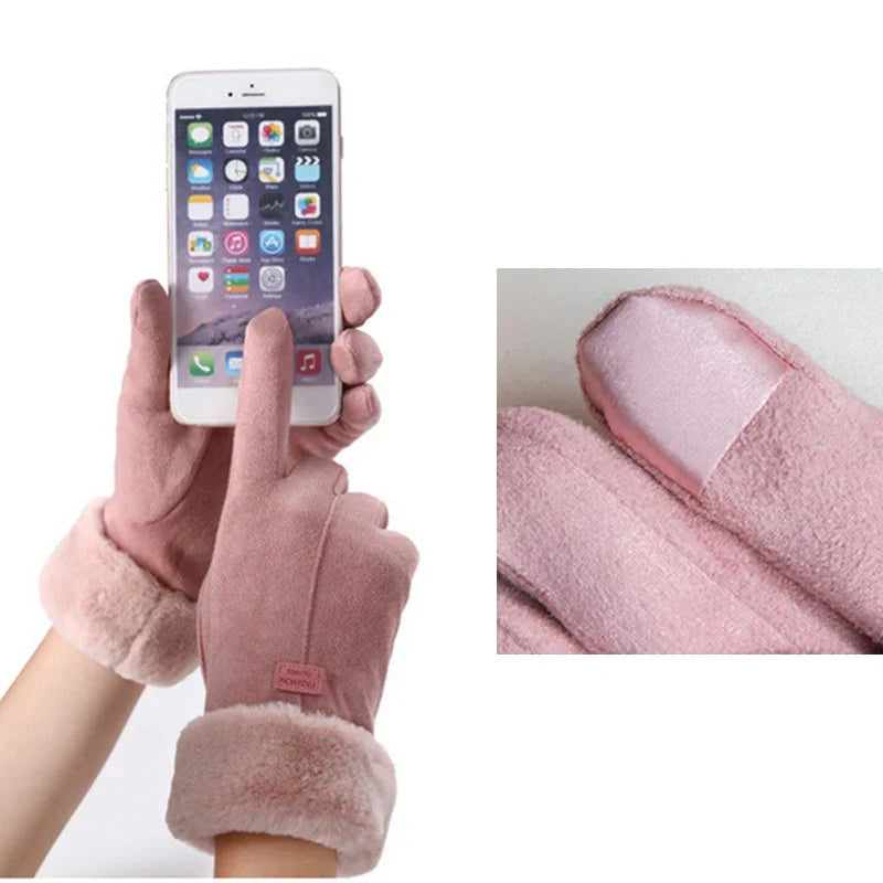 Warm Furry Winter Gloves for Women – Touchscreen Mittens, Full Finger Fit - The Little Market Shop