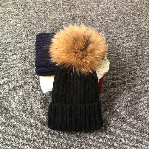Warm Knitted Pom Pom Beanie – Stylish Winter Hat for Women & Girls - The Little Market Shop