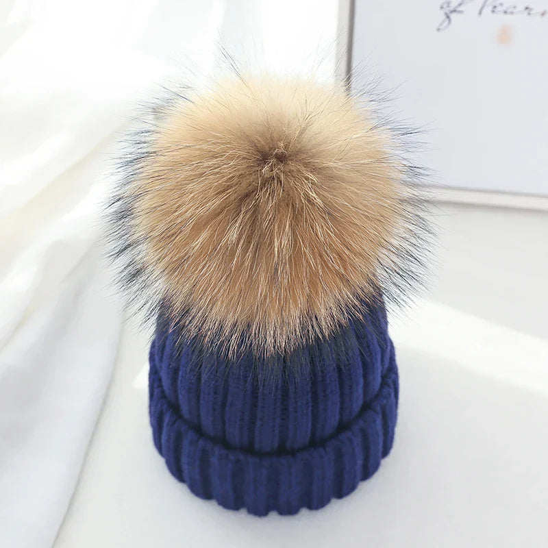 Warm Knitted Pom Pom Beanie – Stylish Winter Hat for Women & Girls - The Little Market Shop