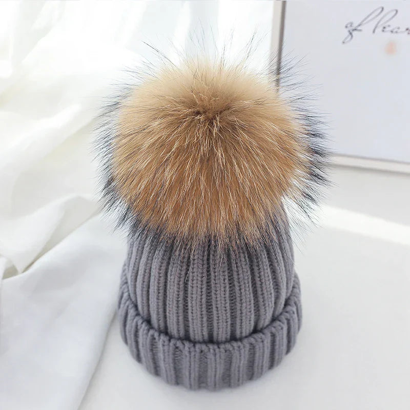 Warm Knitted Pom Pom Beanie – Stylish Winter Hat for Women & Girls - The Little Market Shop
