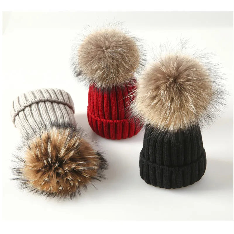 Warm Knitted Pom Pom Beanie – Stylish Winter Hat for Women & Girls - The Little Market Shop