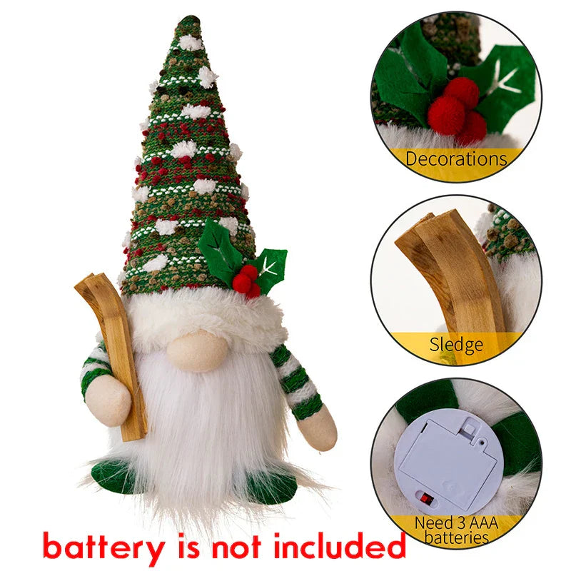 Whimsical LED Ski Gnome - Christmas Sled Elf Decoration for 2024 - The Little Market Shop