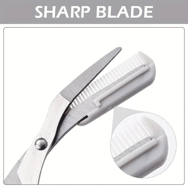Pink Eyebrow Trimmer Scissors with Comb – Precision Brow Grooming - The Little Market Shop