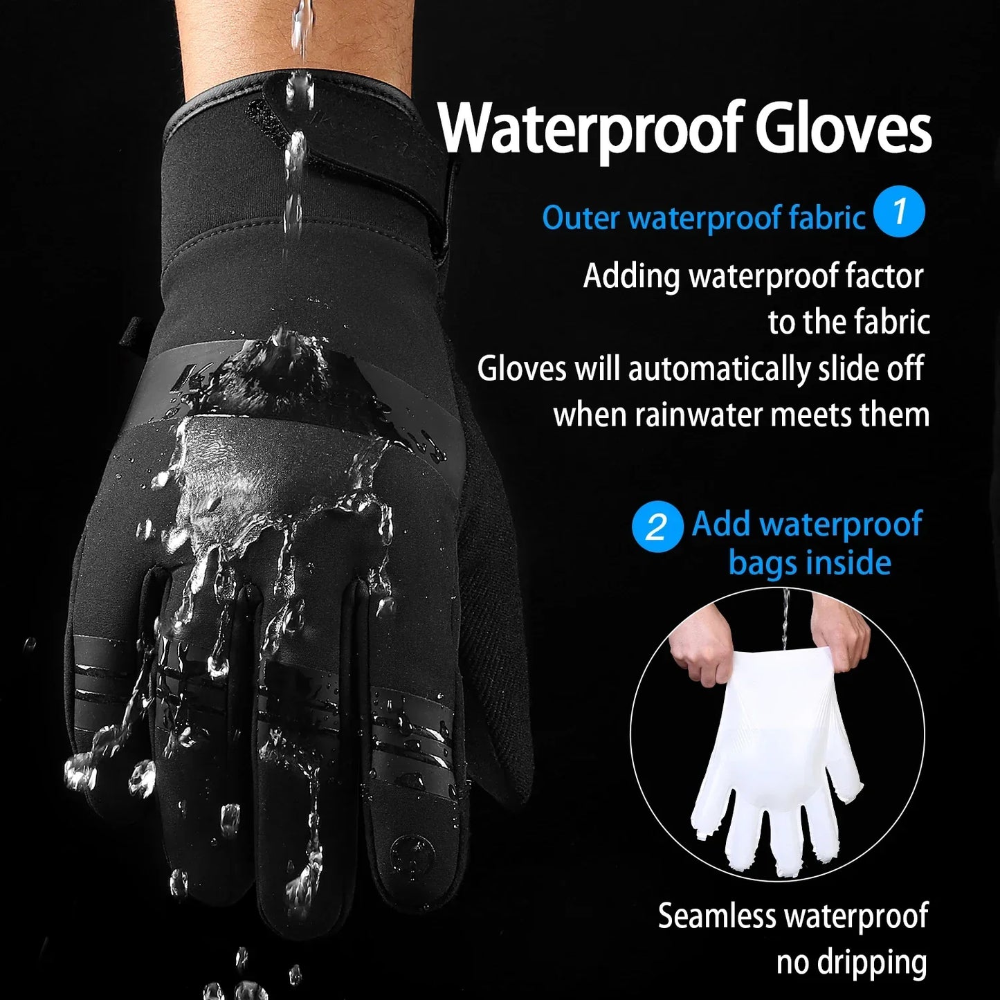 Winter Cycling Gloves - Waterproof, Windproof, Touchscreen Sports Gear - The Little Market Shop