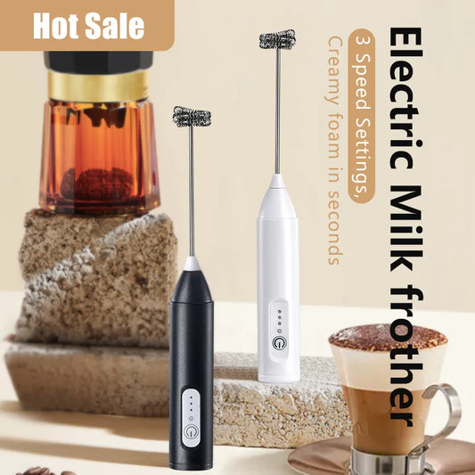 Wireless Electric Milk Frother USB Rechargeable Coffee Whisk - The Little Market Shop