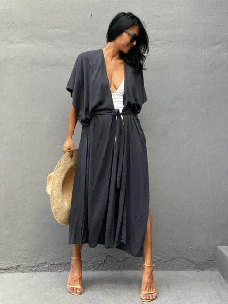 Swimsuit Cover Up Kimono Dress – Summer Beach Tunic Wrap for Women - The Little Market Shop