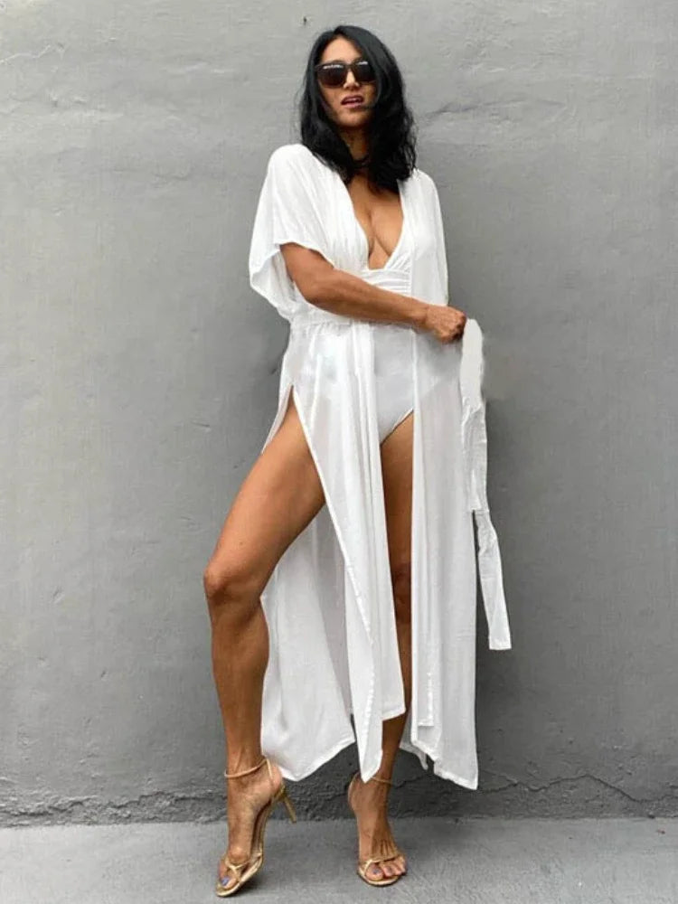 Swimsuit Cover Up Kimono Dress – Summer Beach Tunic Wrap for Women - The Little Market Shop