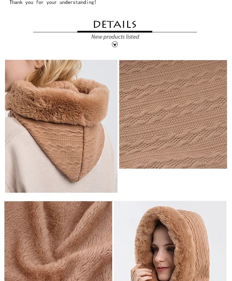 Women's Knitted Cashmere Fur Cap & Balaclava Set Stay Warm in Style: - The Little Market Shop