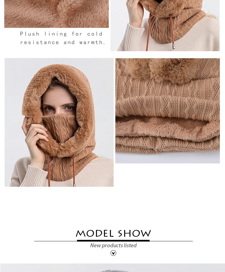 Women's Knitted Cashmere Fur Cap & Balaclava Set Stay Warm in Style: - The Little Market Shop