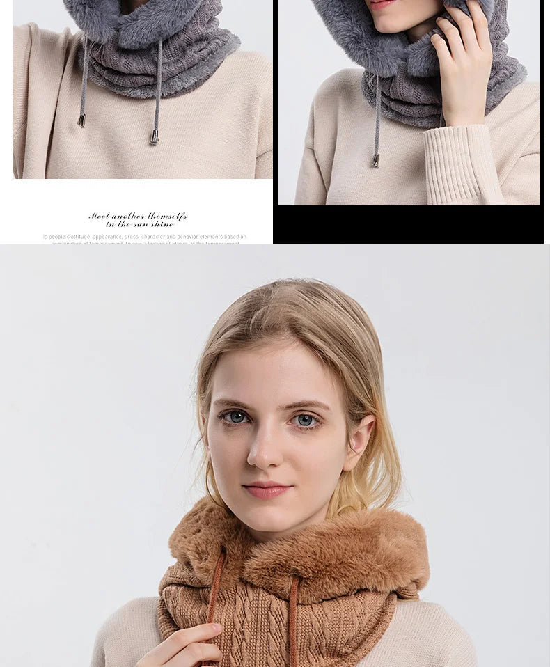 Women's Knitted Cashmere Fur Cap & Balaclava Set Stay Warm in Style: - The Little Market Shop