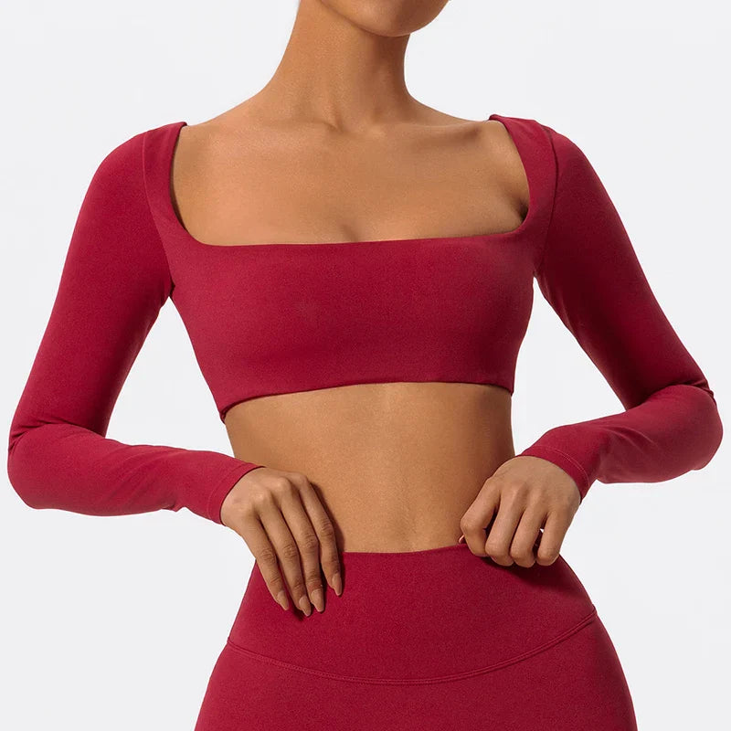 Women's Long-Sleeve Gym Shirt – Quick-Dry, Stretchy Workout Top - The Little Market Shop