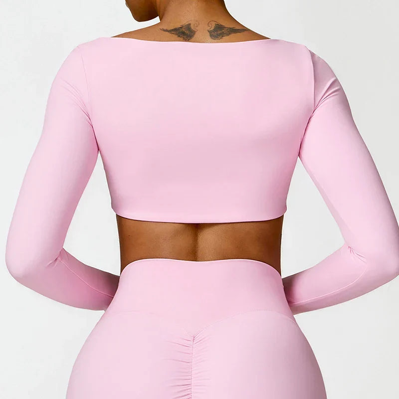 Women's Long-Sleeve Gym Shirt – Quick-Dry, Stretchy Workout Top - The Little Market Shop