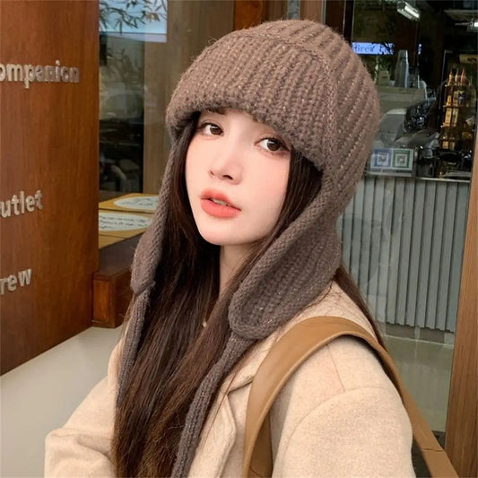Women’s Thick Knitted Winter Hat with Ear Protection – Warm Fashion Beanie - The Little Market Shop