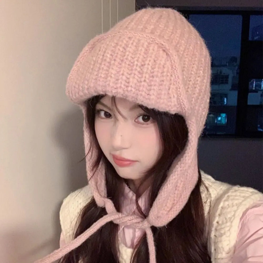 Women’s Thick Knitted Winter Hat with Ear Protection – Warm Fashion Beanie - The Little Market Shop