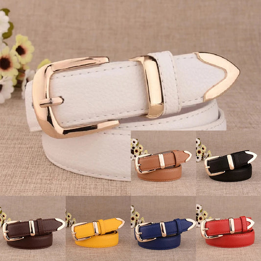 Women’s High-Quality Leather Trouser Belt – Trendy White Belt with Vintage Pin Buckle for Elegant Style - The Little Market Shop