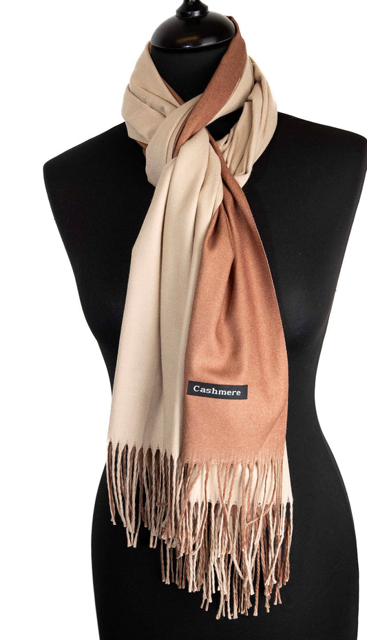 Two-Tone Brown Evening Shawl – Elegant Reversible Wrap for Women