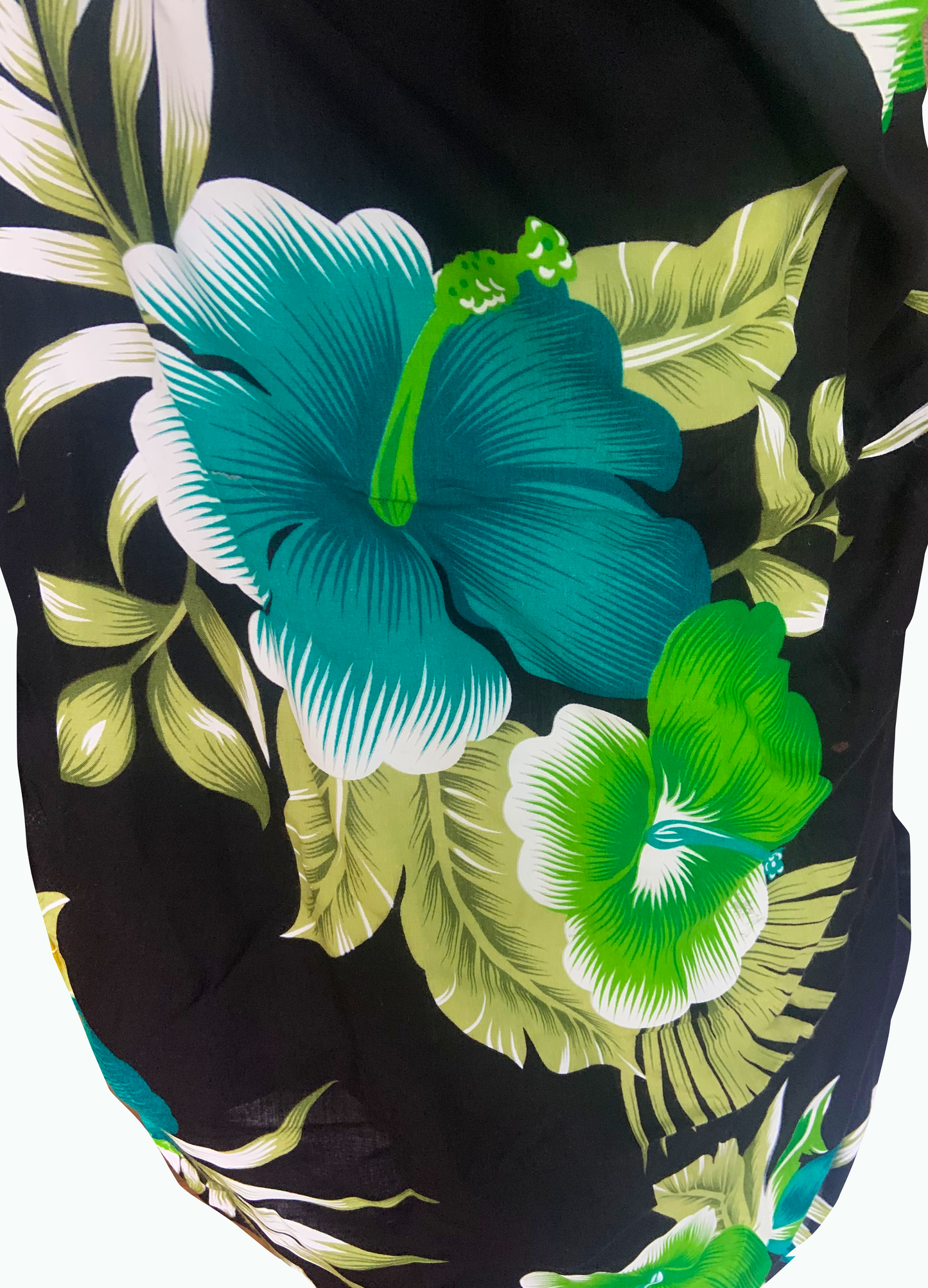 Elegant Black Sarong with Green Flower Pattern - Sophisticated Beach Cover-Up - The Little Market Shop