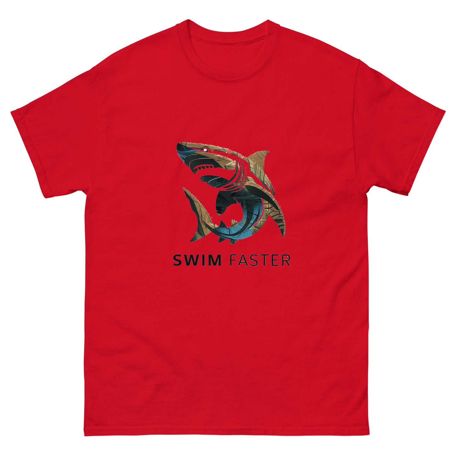 Shark logo design " Swim Faster " Men's classic tee - The Little Market Shop
