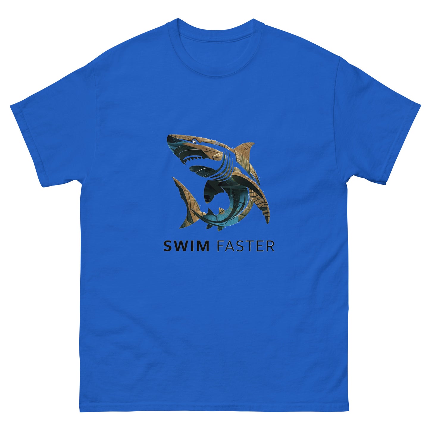 Shark logo design " Swim Faster " Men's classic tee - The Little Market Shop