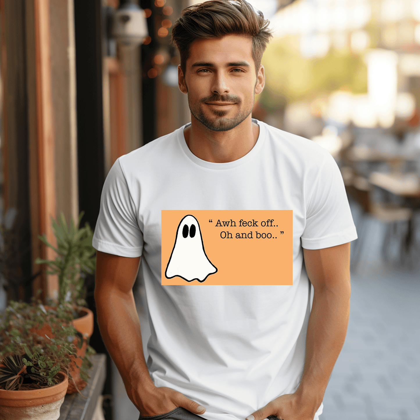 Get Your Hilarious Irish Ghost FECK OFF T-Shirt Today Unisex t-shirt - The Little Market Shop