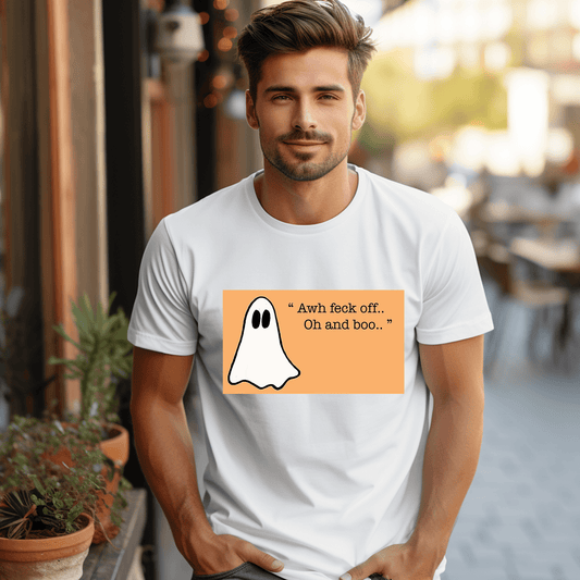 Get Your Hilarious Irish Ghost FECK OFF T-Shirt Today Unisex t-shirt - The Little Market Shop