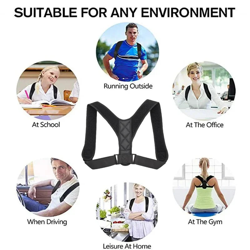 Posture Corrector Back Support Belt – Adjustable Upper Back & Shoulder Brace for Better Everyday Posture