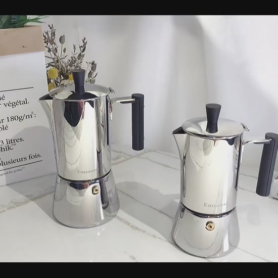 Easyworkz Stainless Steel Moka Pot – 4 Cup Stovetop Espresso Maker! video