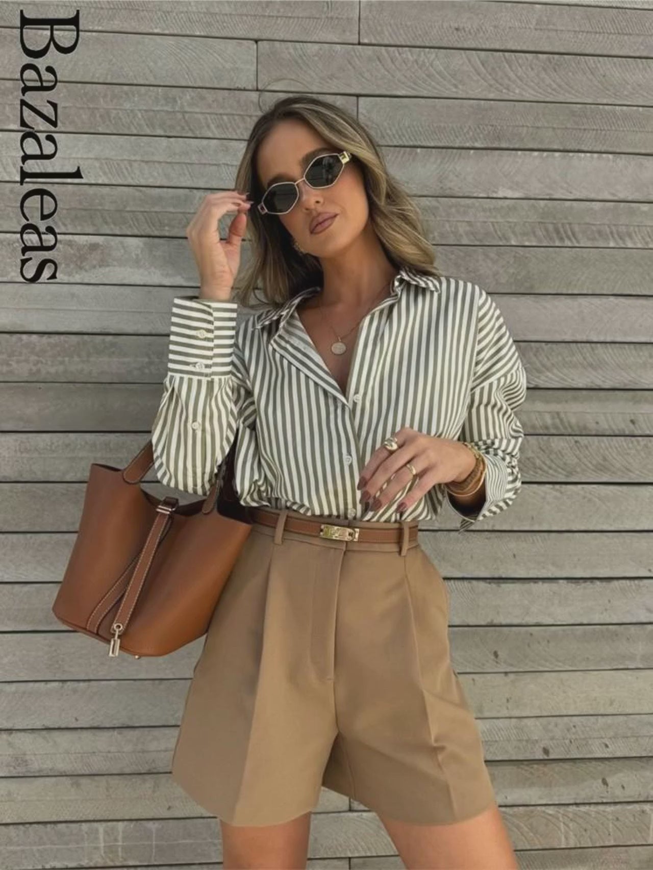 Loose Green Stripe Blouse - Casual Women's Fashion | Versatile Fit