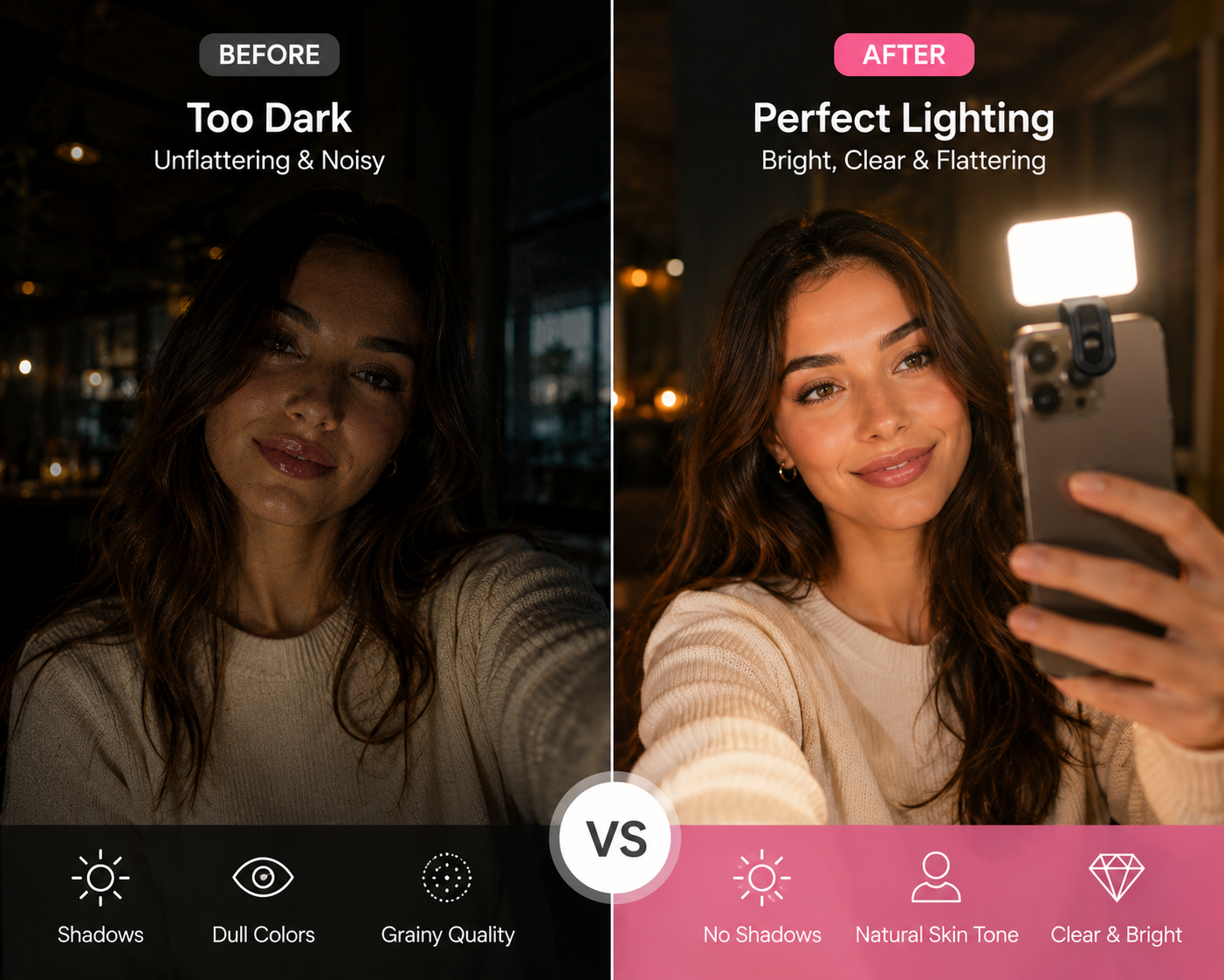 Portable Selfie Fill Light for Mobile & Videos