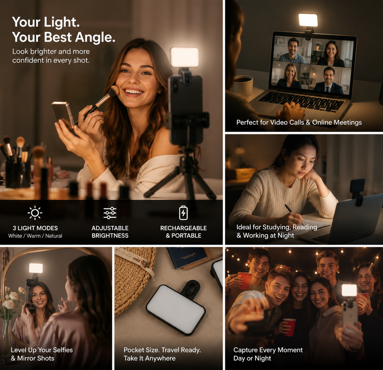 Portable Selfie Fill Light for Mobile & Videos