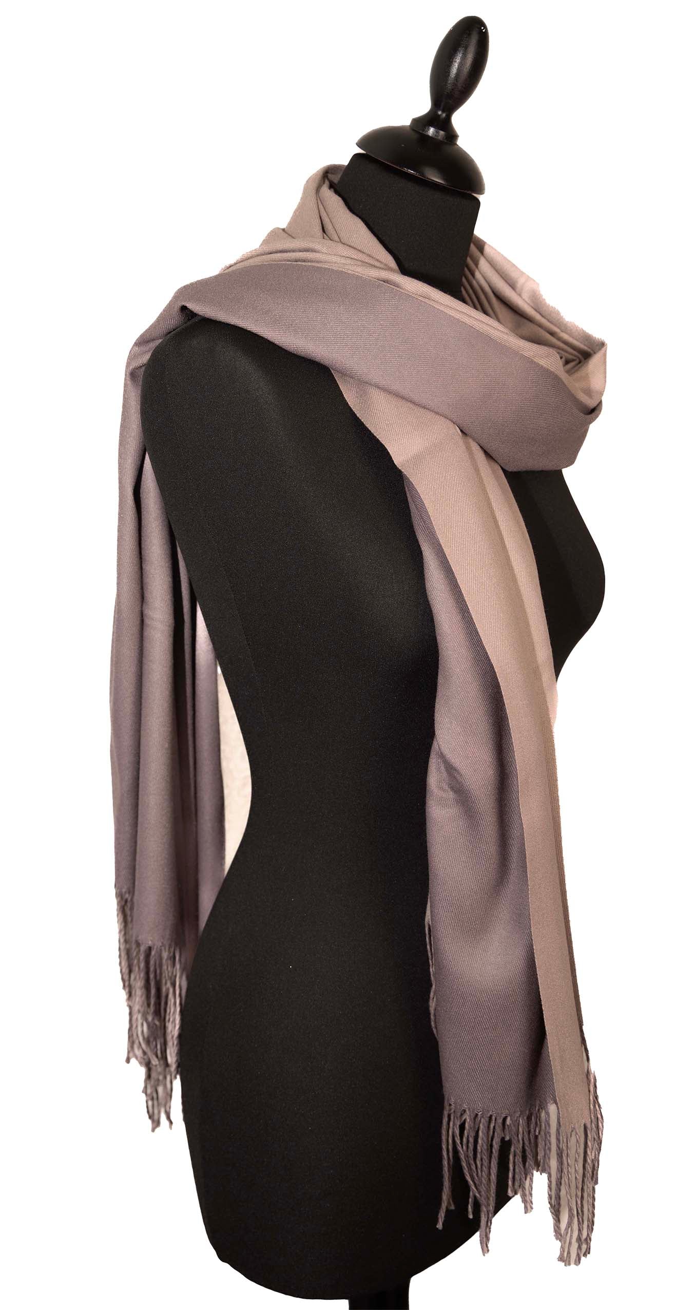Two-Tone Grey Evening Shawl – Elegant Reversible Wrap for Women