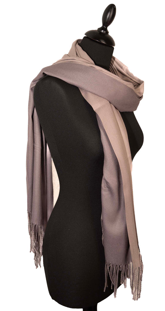 Two-Tone Grey Evening Shawl – Elegant Reversible Wrap for Women