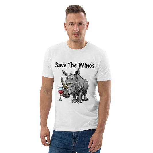 Raise a Glass with our 'Save the Wino's' Funny Unisex organic cotton t-shirt - The Little Market Shop
