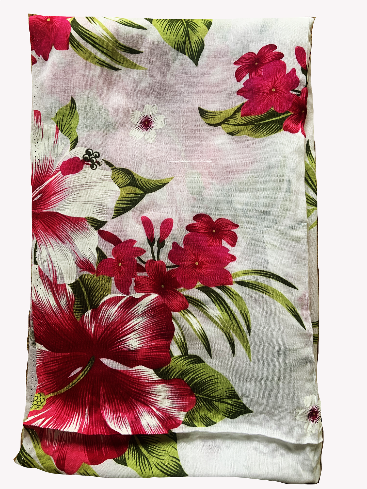Elegant White Sarong with Red Flower Pattern - Sophisticated Beach Cover-Up - The Little Market Shop