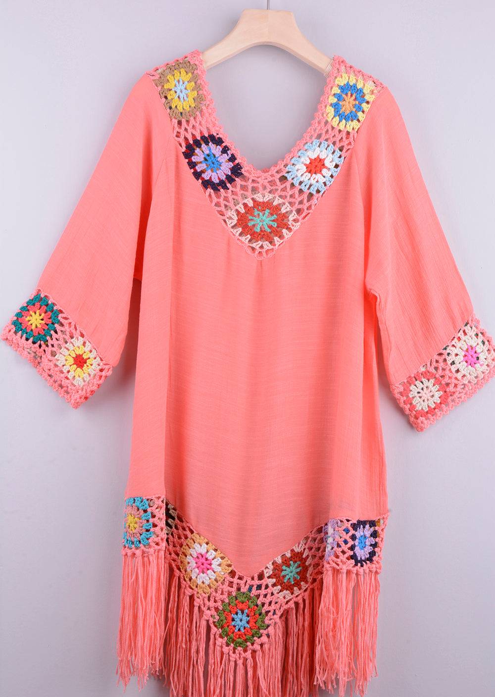 Get Beach-Ready Elegance with a White Bikini Cover Up featuring Stylish Fringe Trim FREE SHIPPING - The Little Market Shop