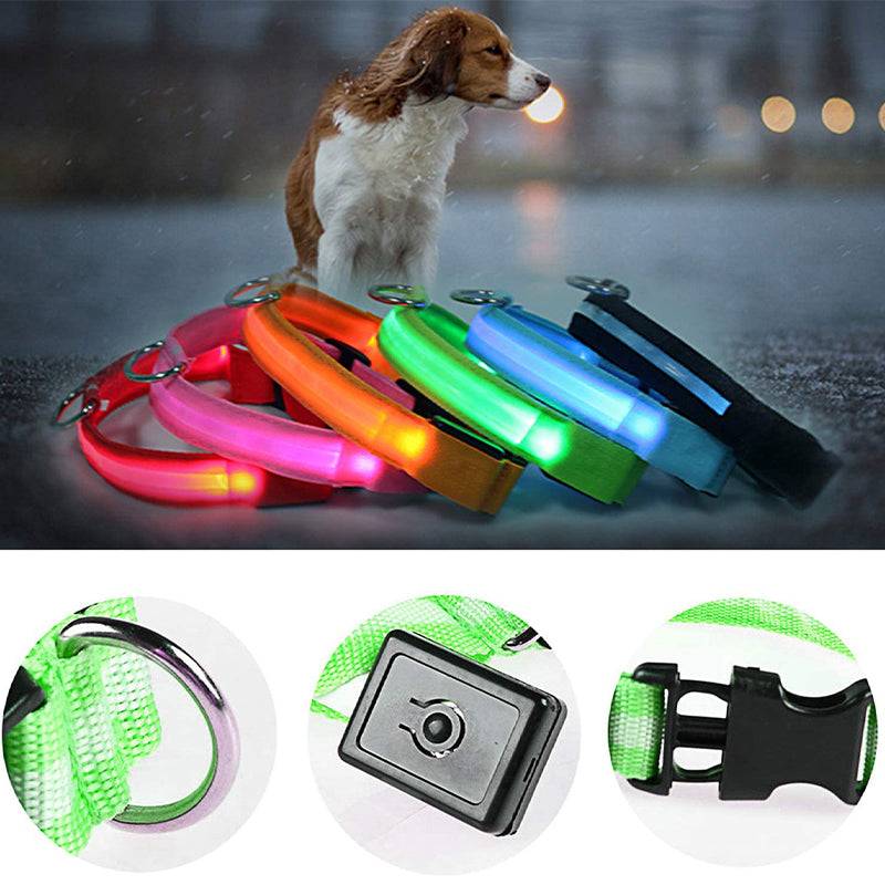 LED Glowing Dog Collar Luminous & Adjustable Makes Your Dog Visible Safe - The Little Market Shop