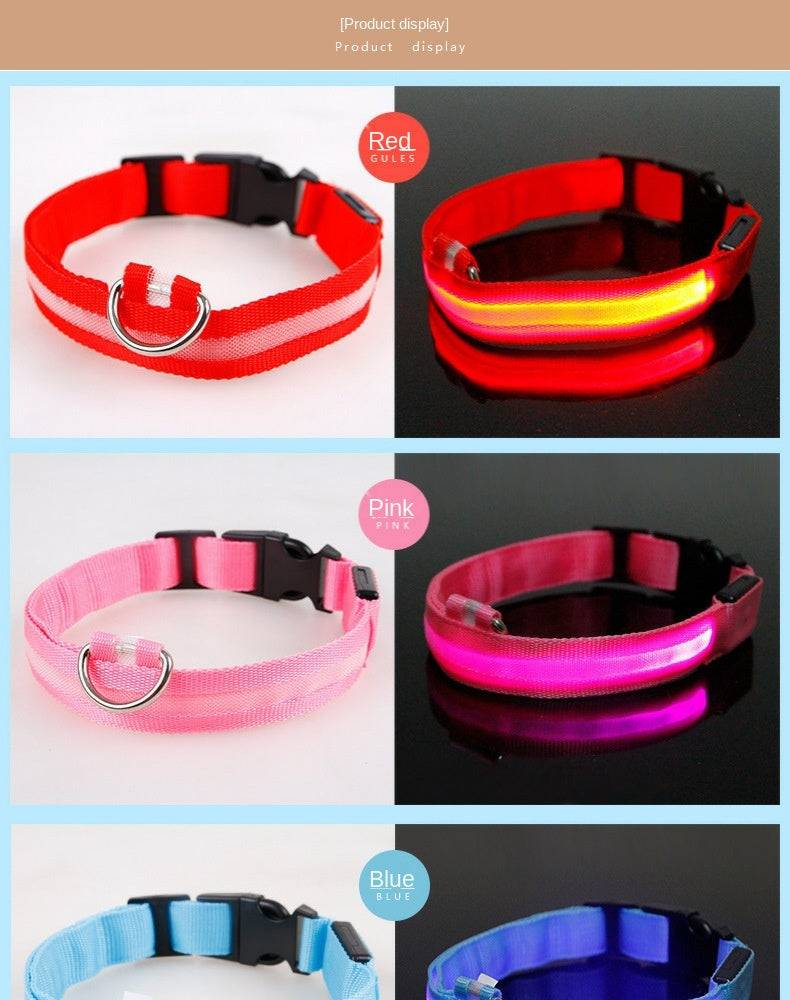 LED Glowing Dog Collar Luminous & Adjustable Makes Your Dog Visible Safe - The Little Market Shop